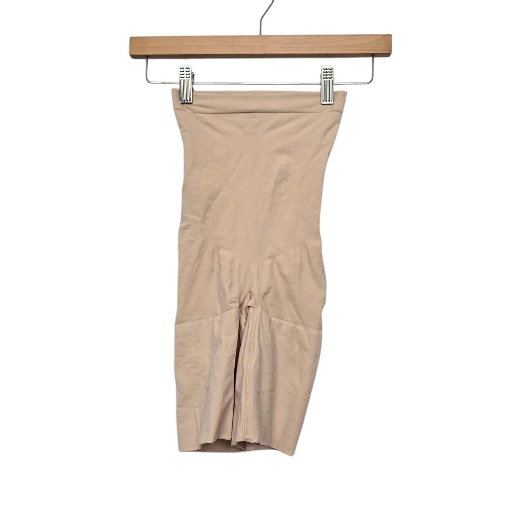Spanx High-Waisted Mid-Thigh Shaper Nude Beige Size Small Firm Compression